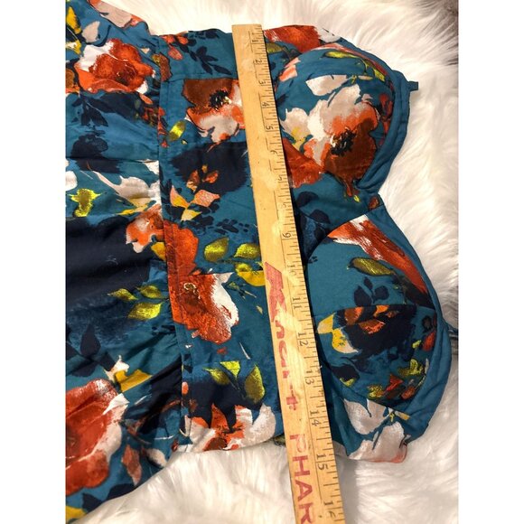 Floral Maxi Sundress LG Adjustable Spaghetti Straps Smocked Back Boho Hippie - Picture 10 of 11